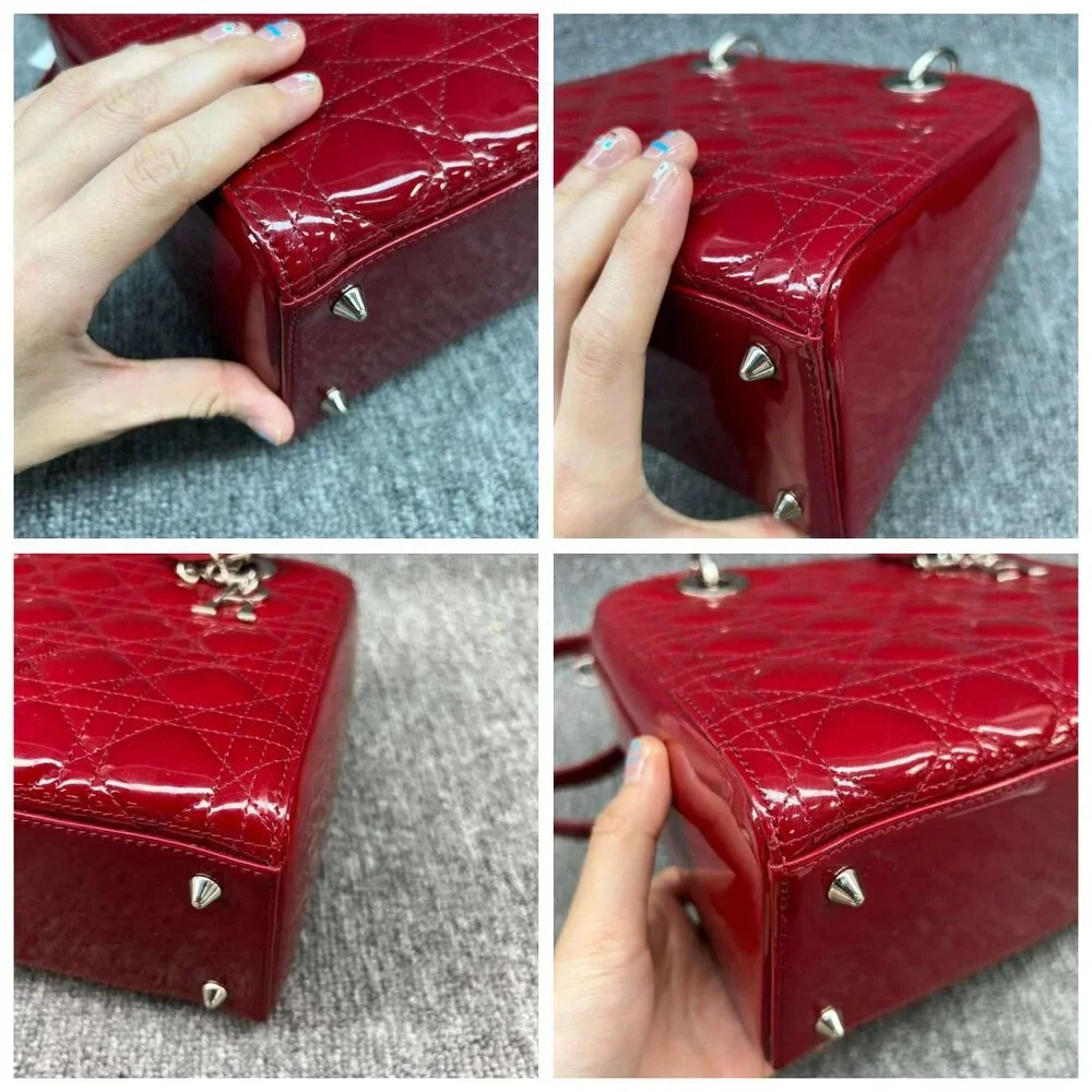 100% Authentic Dior Patent Medium Red Leather Satchel Bag - Picture 10 of 16